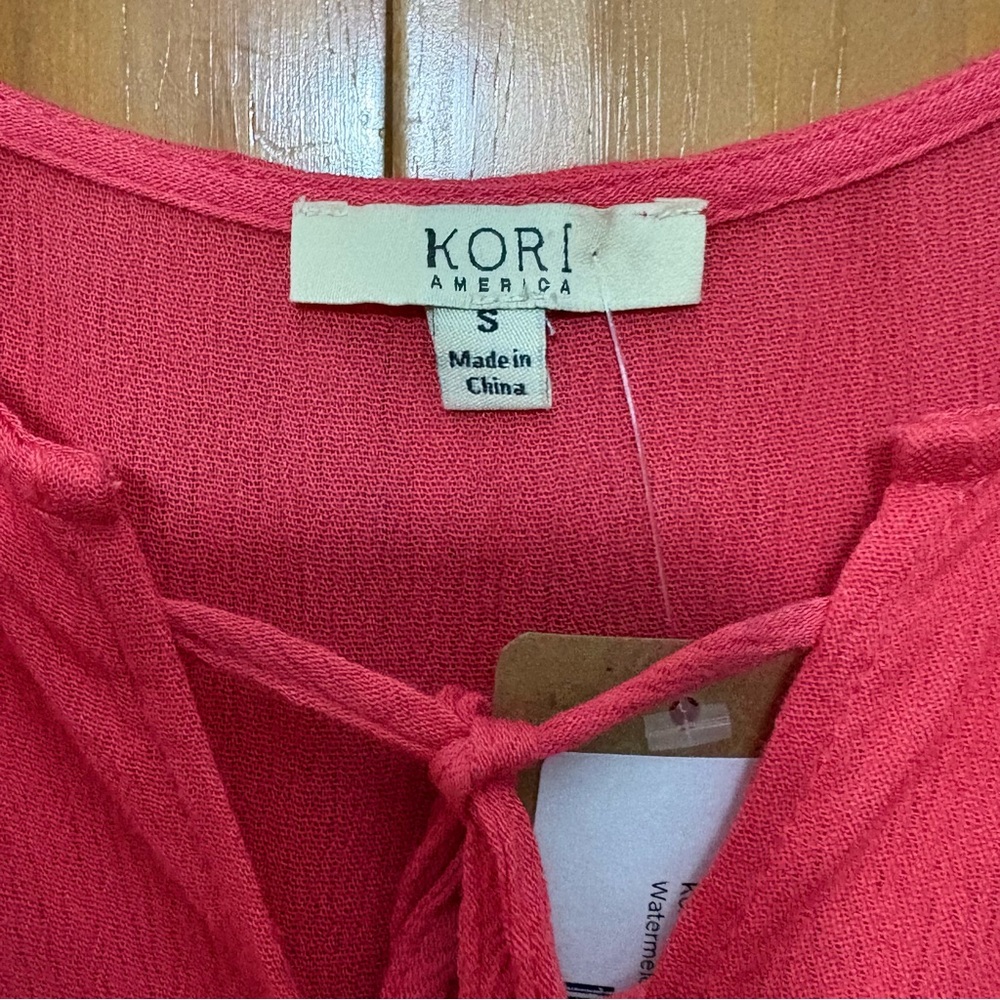 Kori Coral Pink Boho Tassel Tunic Size Small NWT - Picture 2 of 10